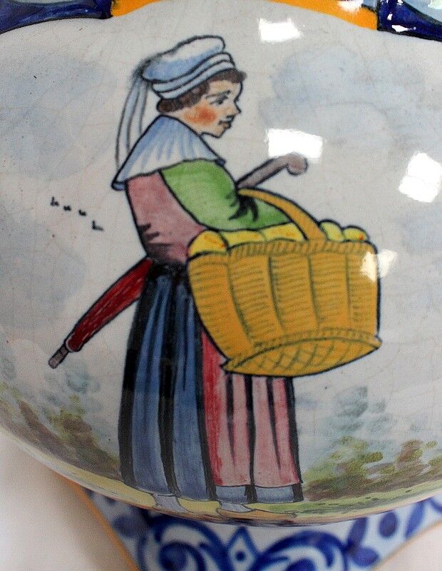 Pair of vases in quimper earthenware - late nineteenth