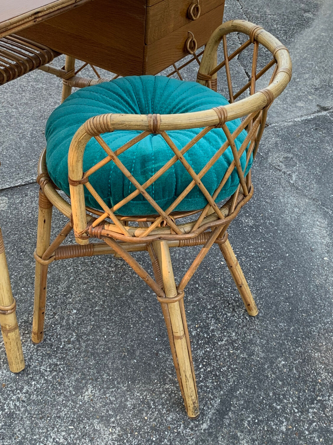 Rattan desk and chair 1960