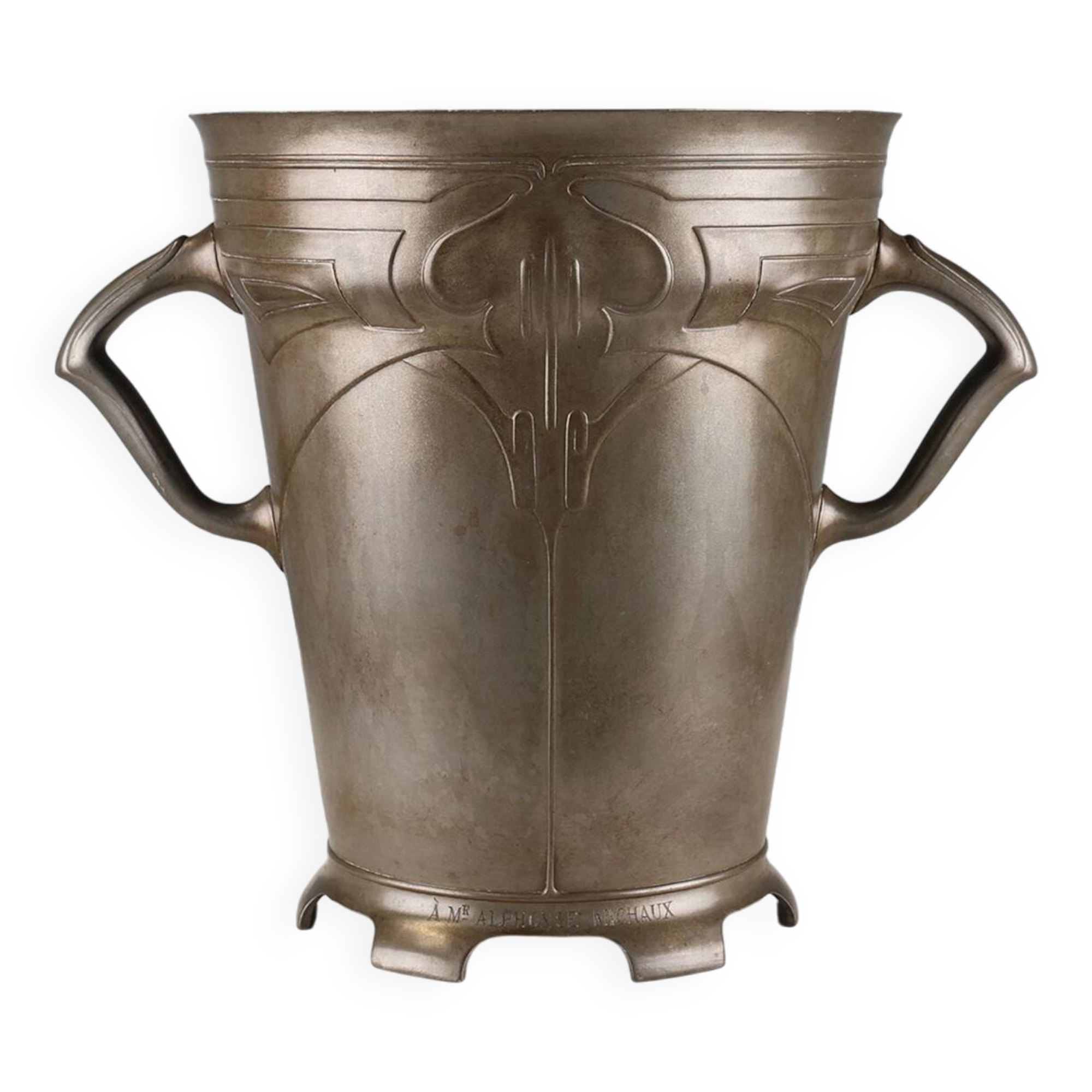 Art Nouveau stamped Tin Wine or Champagne Cooler, Belgium, 1906