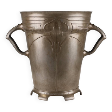 Seau à vin ou à champagne en étain estampillé Art Nouveau, Belgique, 1906