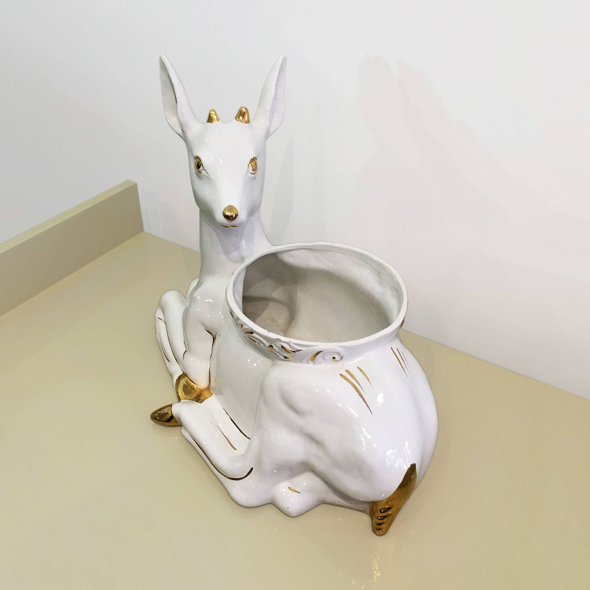 Vintage Italian Antica Athena Deer Faun Ceramic Flower Planter c.1980s
