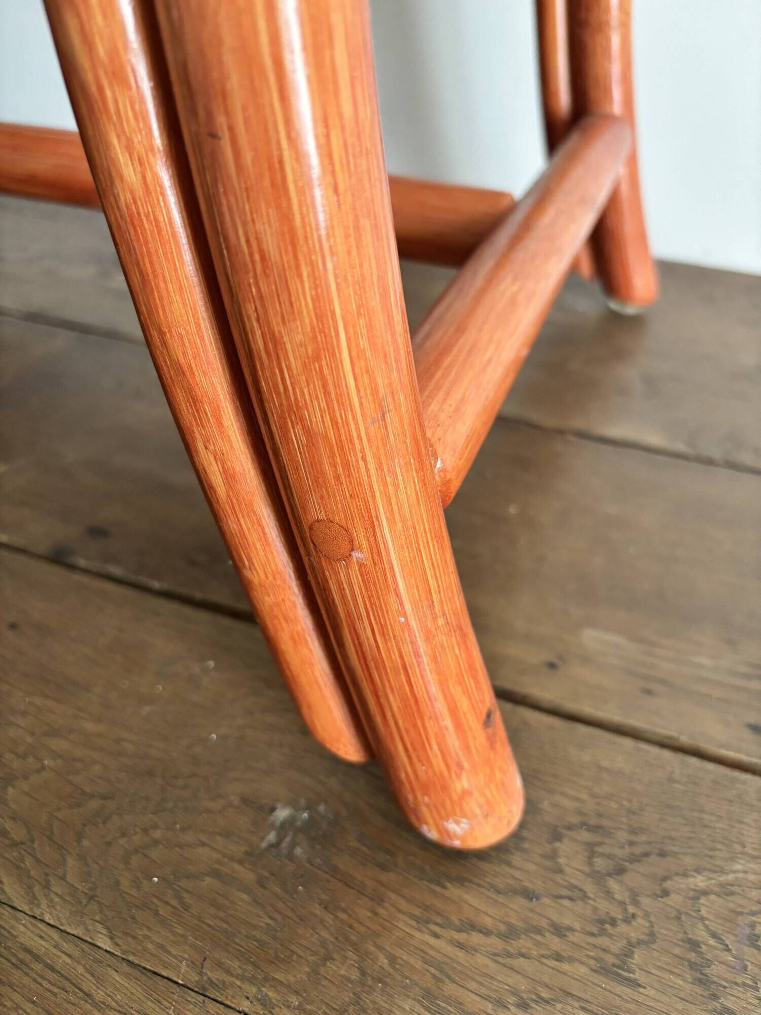 Vintage bamboo and curved rattan luggage rack