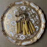 10 fourchettes anciennes dorées pour entremet, fromage