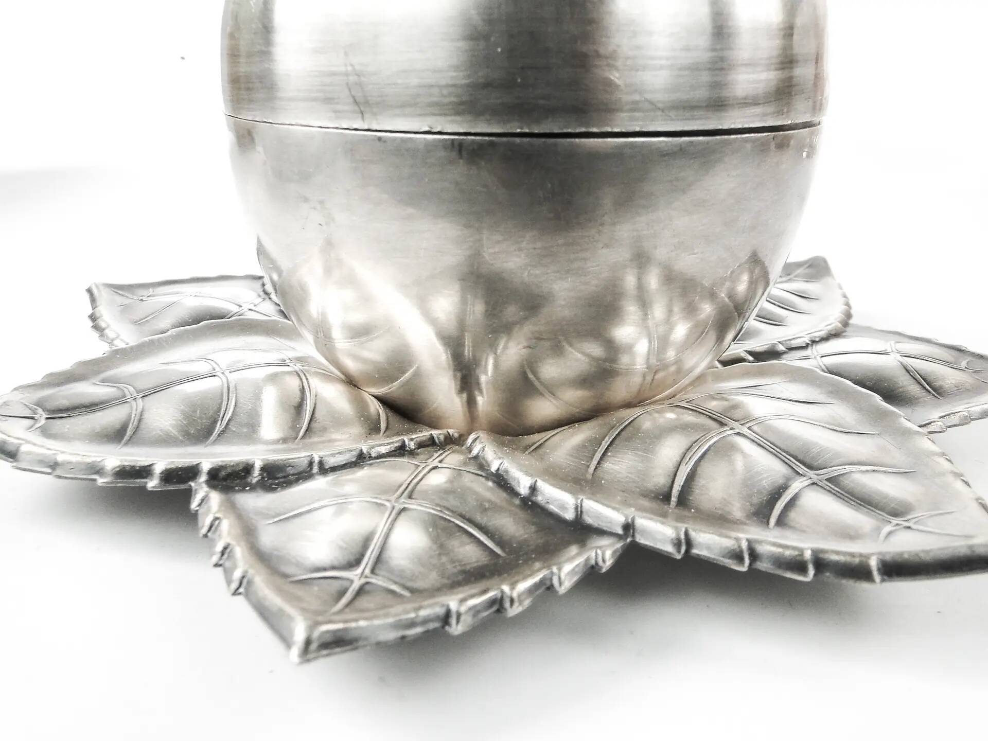 Art Deco sugar bowl, silver-plated brass, Hungary, 1950s