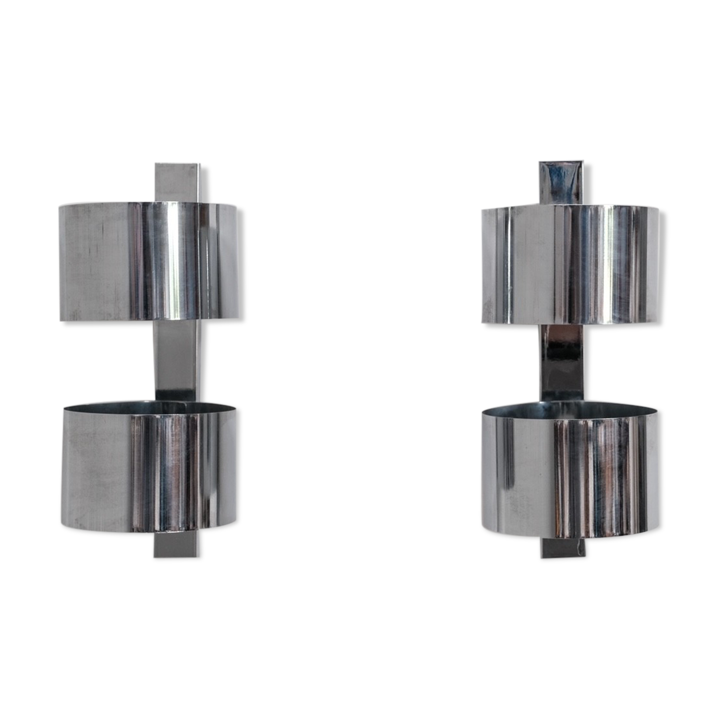 Pair of chrome italian mid-century wall lights