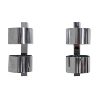 Pair of chrome italian mid-century wall lights