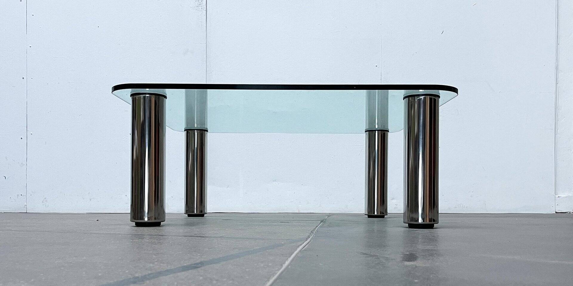 Table basse postmoderne Marcuso en verre par Marco Zanuso pour Zanotta, années 1960