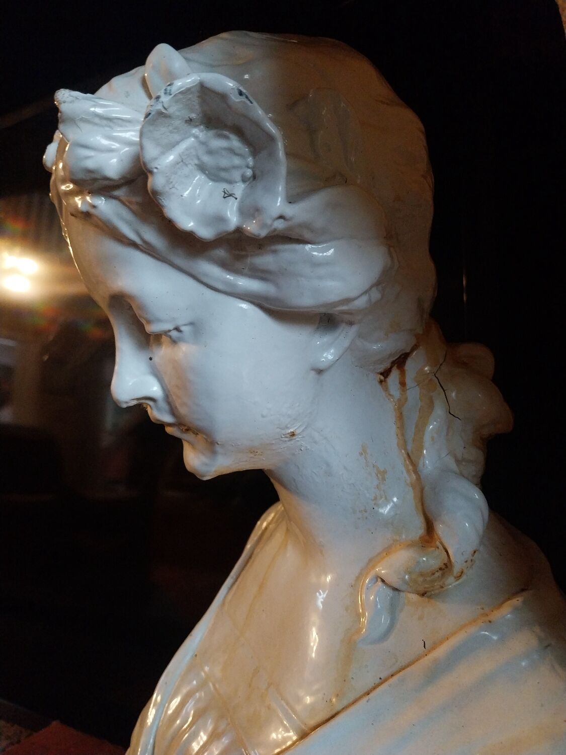 Enamelled cast iron bust, 19th century