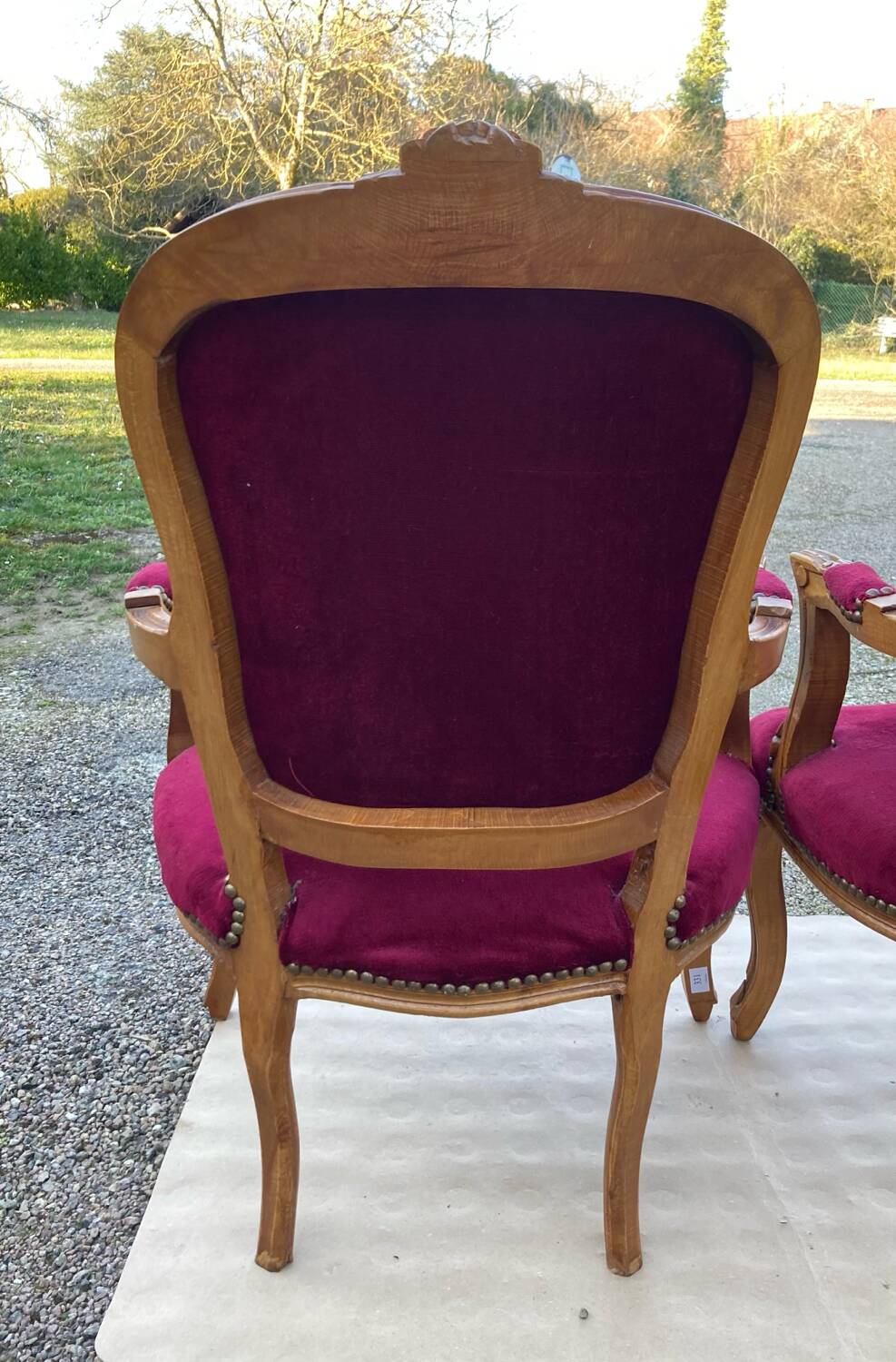 Louis XV armchairs in solid wood, 20th century