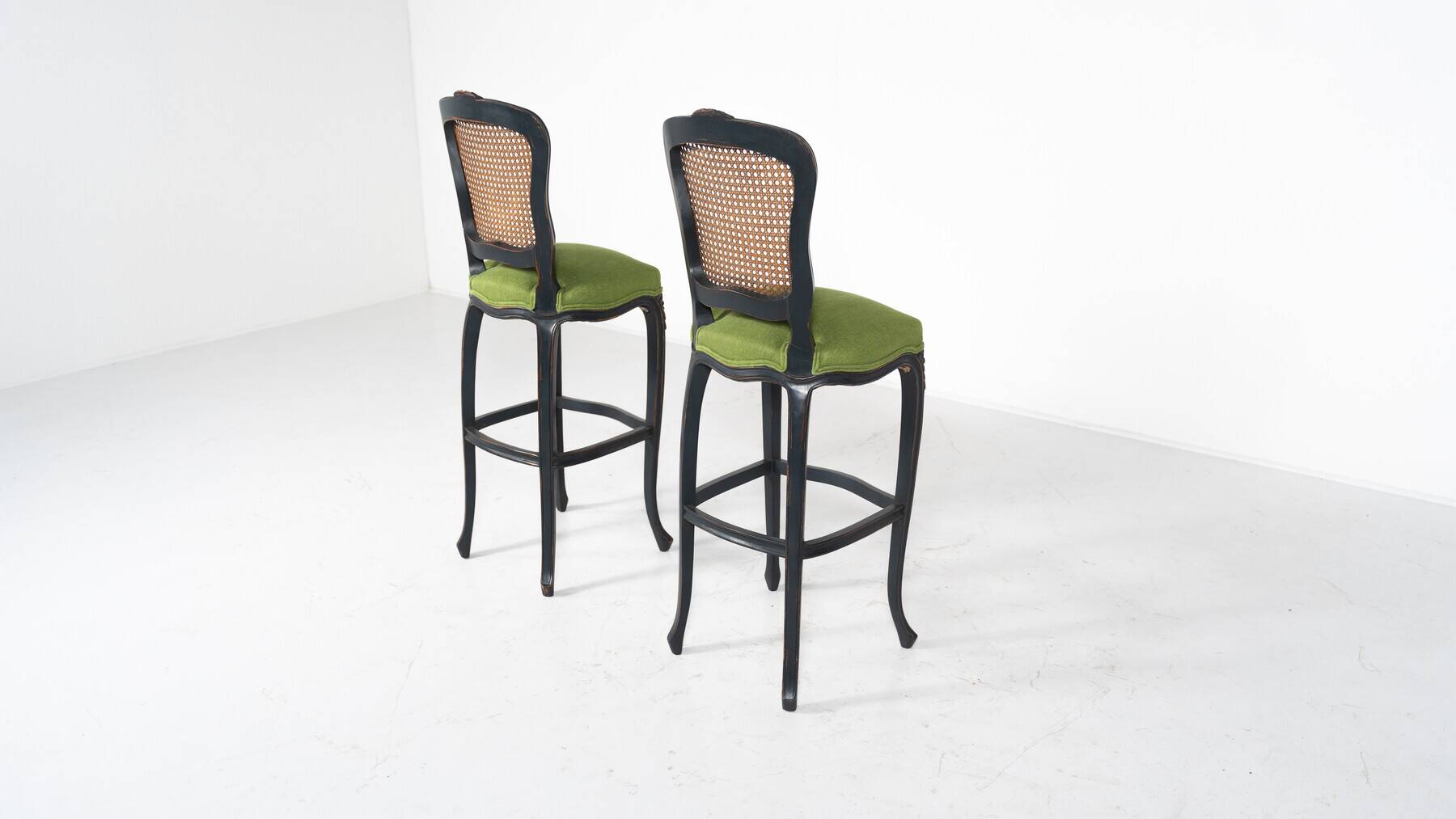 2 Louis XV style bar stools, Belgium