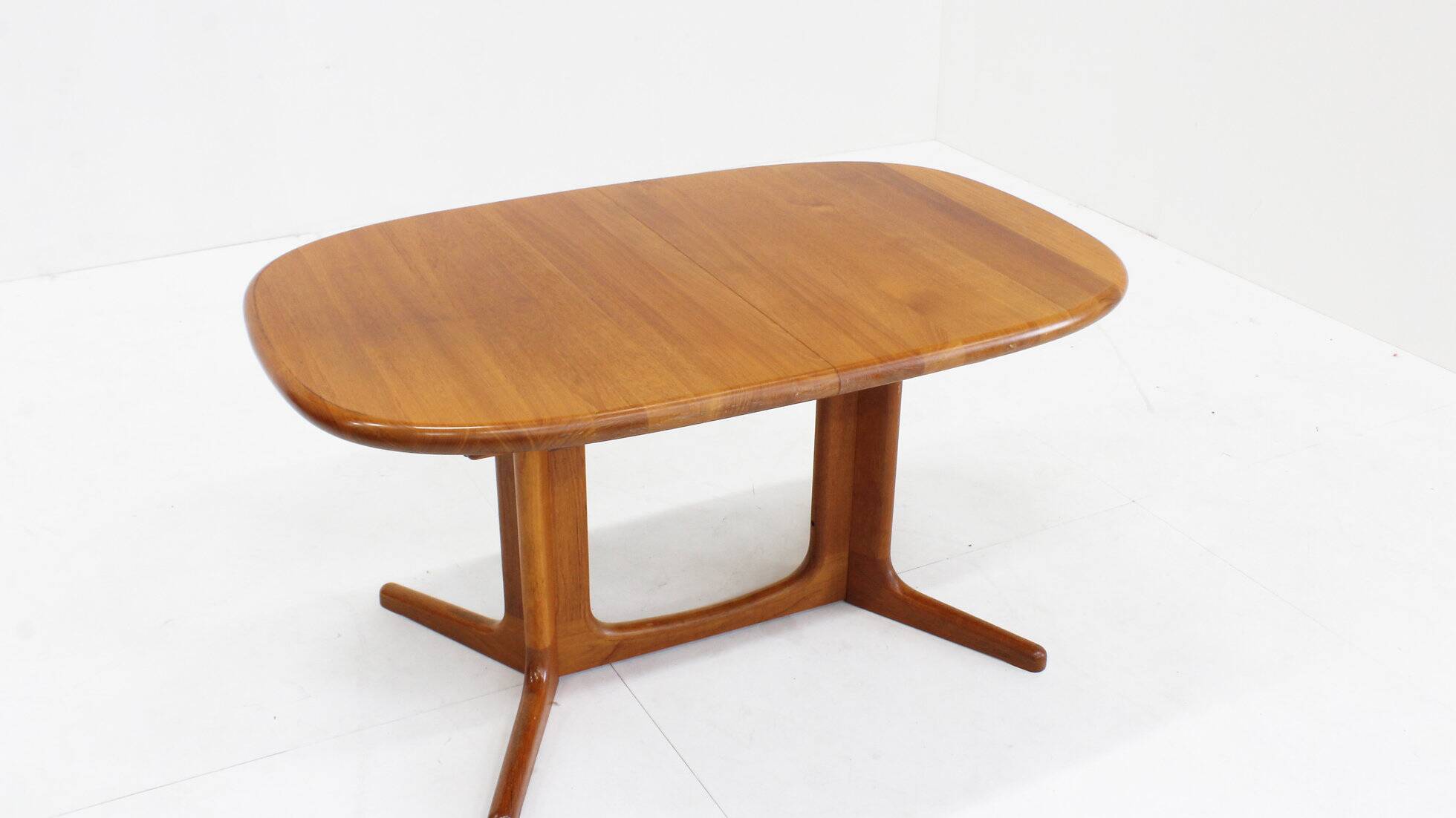 Vintage Glostrup Danish oval extendable dining table solid teak 1960s