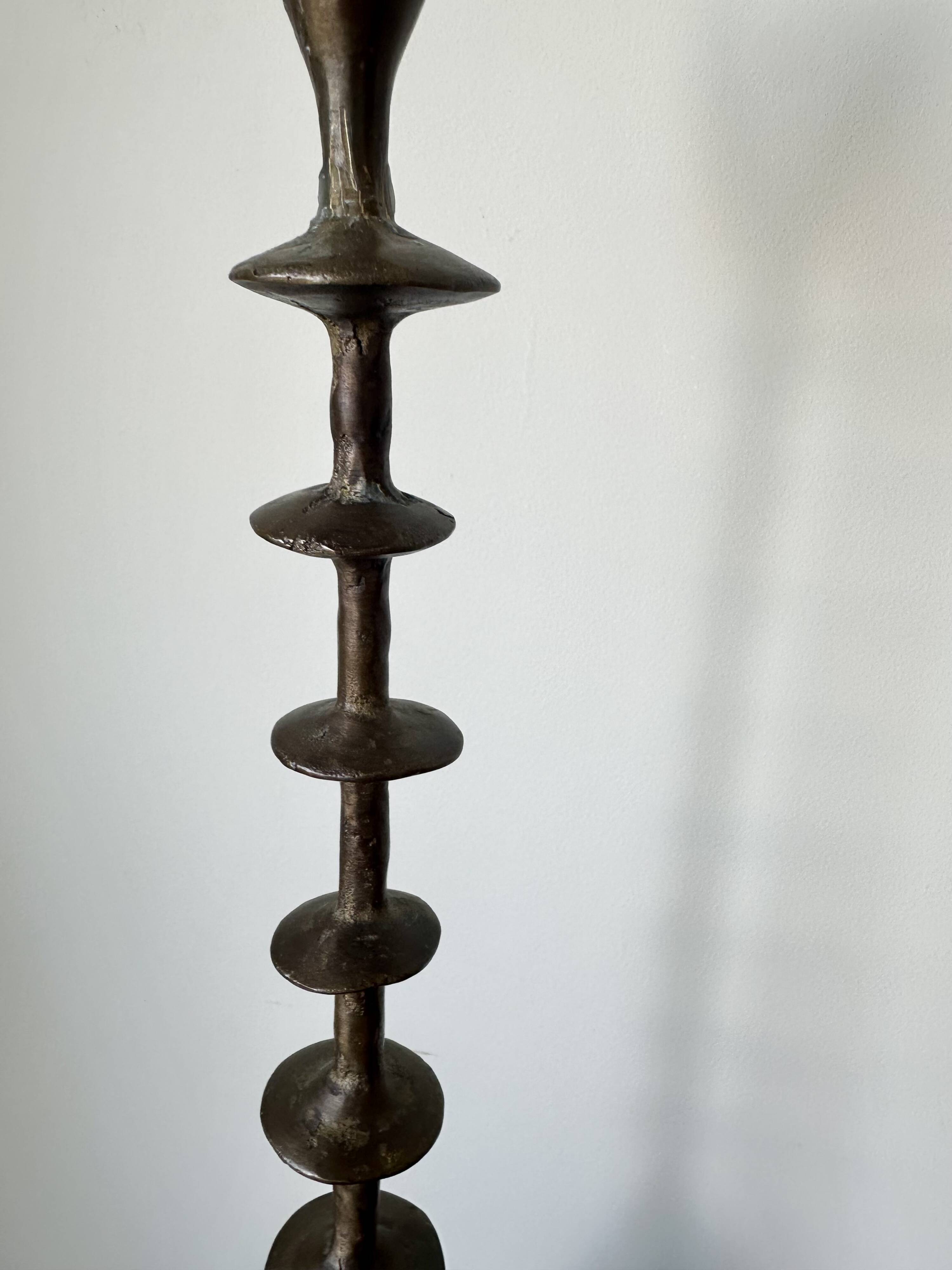 Vintage mid century brutalist hand forged brass candlesticks
