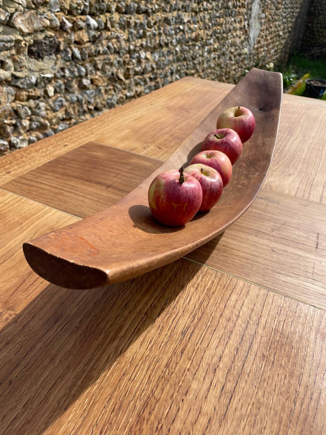 Vintage monoxyl wooden fruit bowl