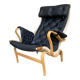Pernilla armchair new black leather by Bruno Mathsson, Dux, Sweden 1970