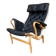 Pernilla armchair new black leather by Bruno Mathsson, Dux, Sweden 1970