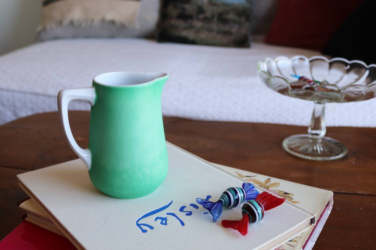 Bavarian porcelain matte green milk jug