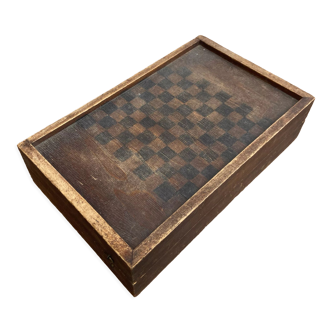 Coffret de jeu décoré en bois et feutrine backgammon dame jeu de dé