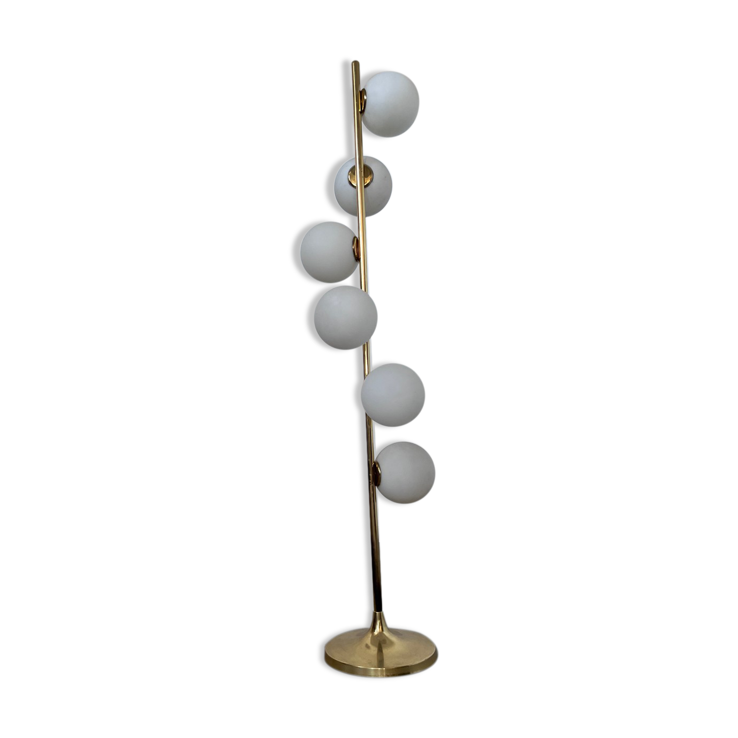 Old floor lamp in brass and opaline design from the 70s Max Bill lamp