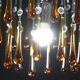 Set of 2 The Amber Crown, Murano Chandelier Amber and Crystal Drops, 1970s