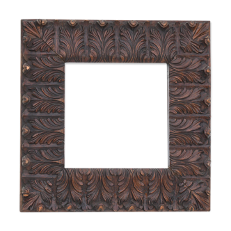 Carved wooden square mirror  75x75cm
