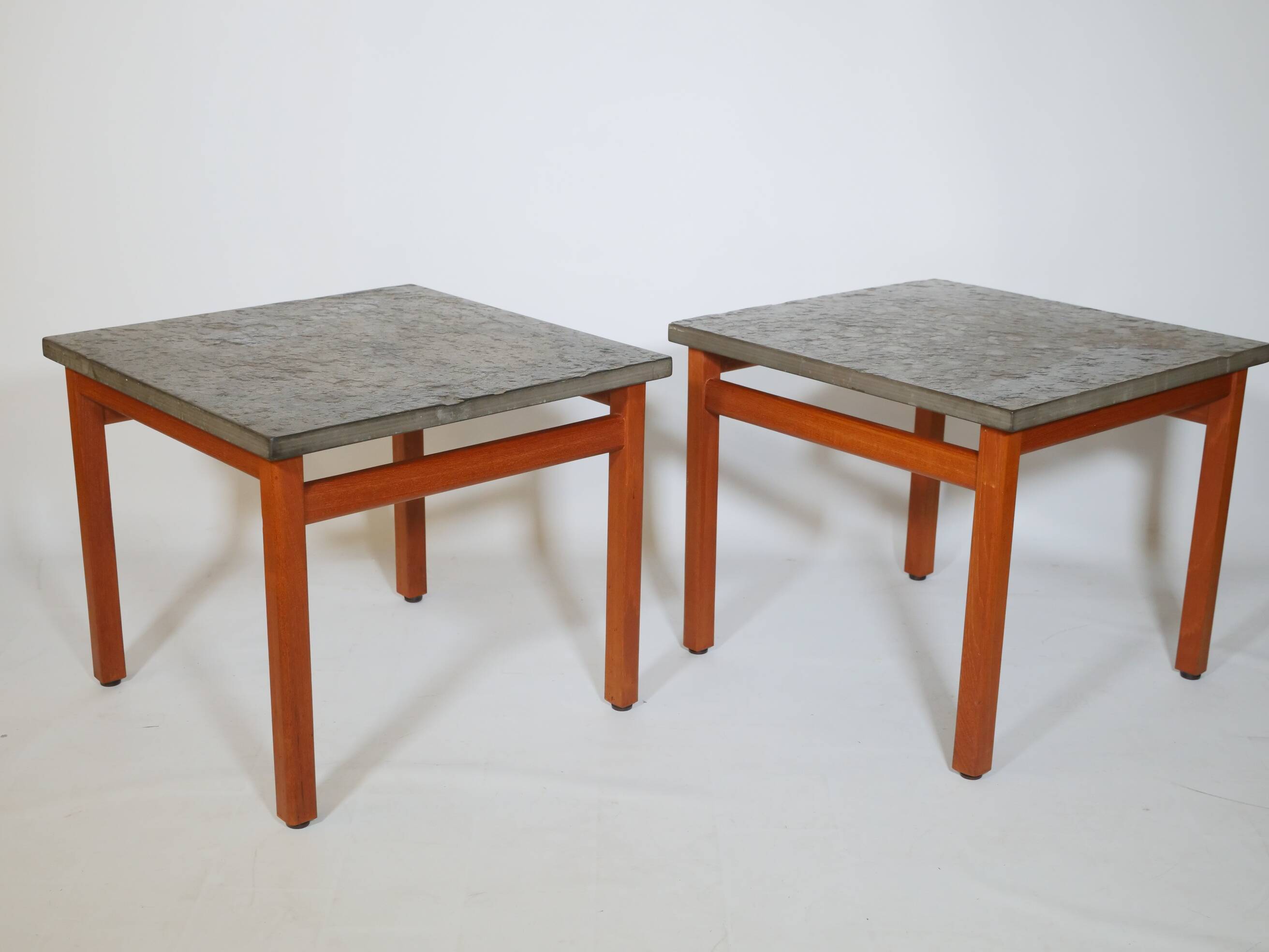 Mid-century side table set teak slate table 60s 70s vintage