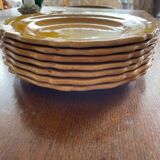 Set of 7 honey-colored plates in glazed clay Pottery Ravel