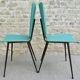 Pair of chairs from the 50s, metal compass legs and Skaï