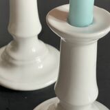 Antique White Ceramic Candlesticks