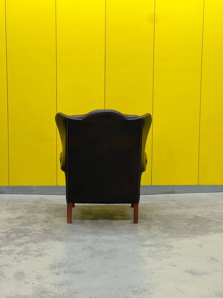 Traditional English Wingback Chesterfield Leather Armchair