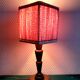 Lampe en bois art déco et abat-jour couture