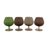 4 verres à cognac colorés