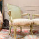 PAIRE DE FAUTEUILS EN BOIS LAQUÉ DE STYLE LOUIS XV XIX EME SIÈCLE  