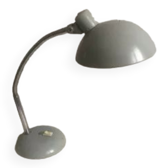 Lampe de bureau industrielle, métal gris, 1960