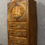 Louis XV secretary in marquetry – Gallant scene – Gilded bronze