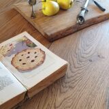 Solid oak farmhouse table with central drawer and extension