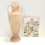 Peach Pink and White Scavo Glass Amphora Vase attr. to Seguso, Italy