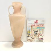 Peach Pink and White Scavo Glass Amphora Vase attr. to Seguso, Italy