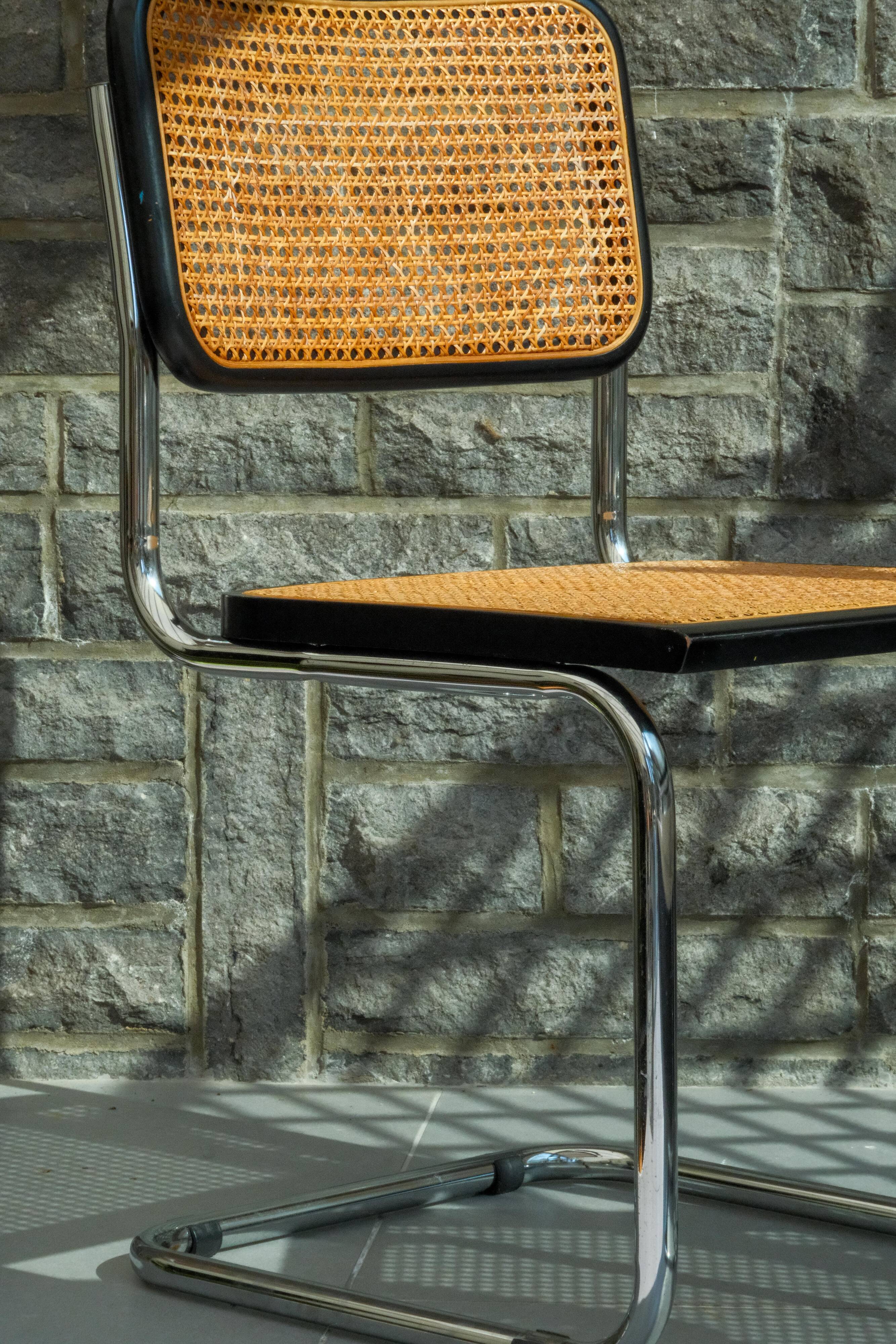 Pair of black Cesca chairs B32 Marcel Breuer