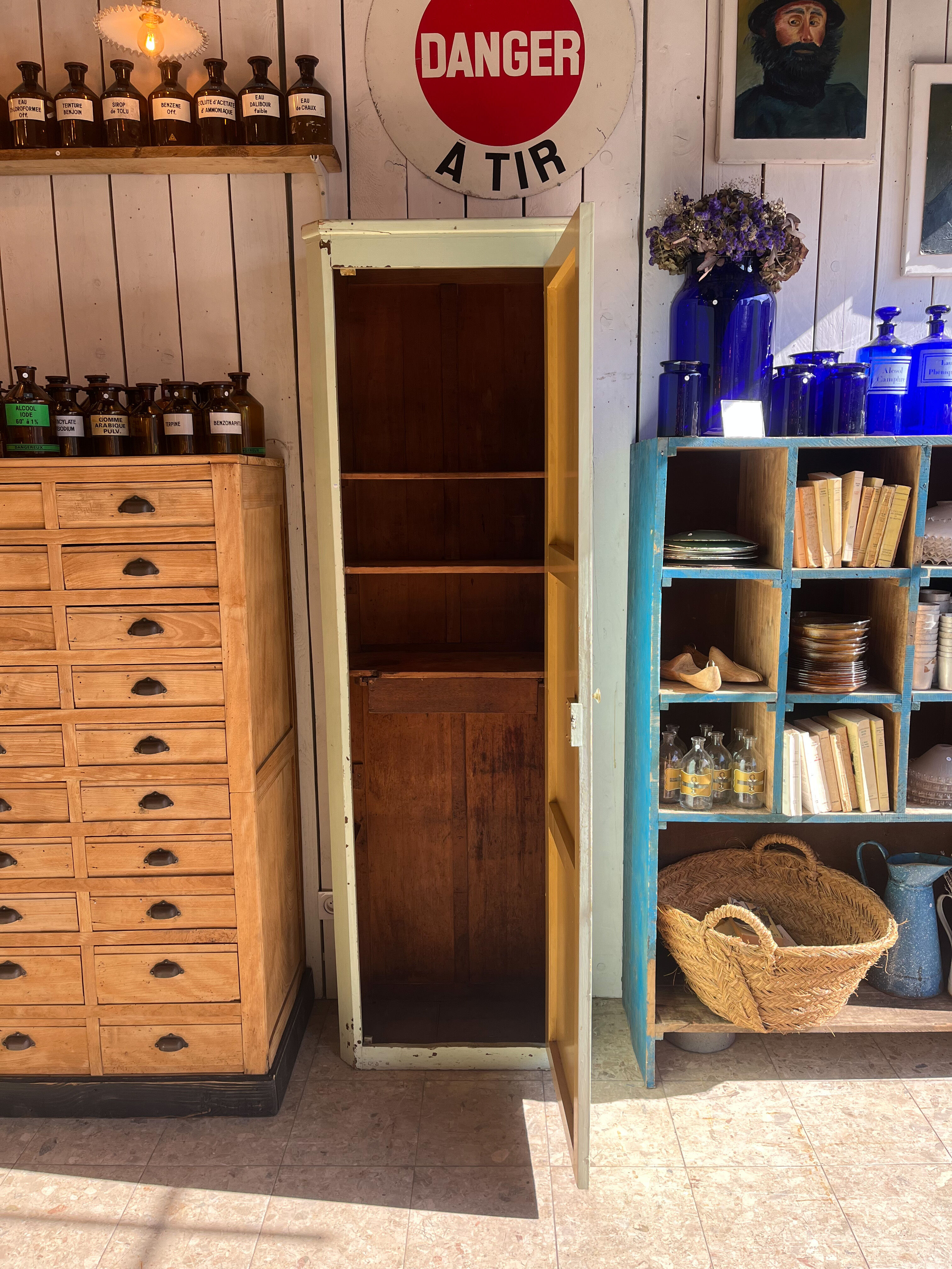 Old original green patina cabinet