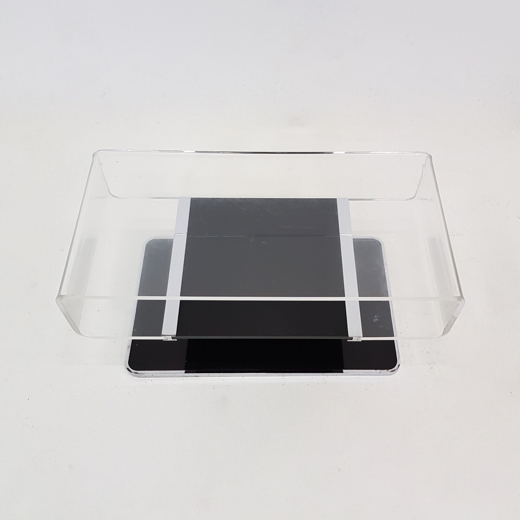 TV cabinet or coffee table - acrylic and Chrome - Michel Dumas - 70s