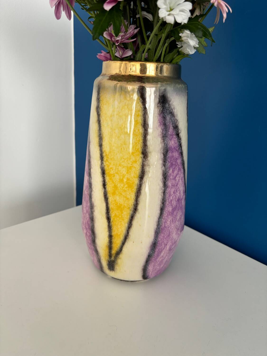 west germany purple yellow and gold vase / vase made in germany