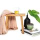 Vintage handmade teak mini bench - 30 x 16 x H 30 cm