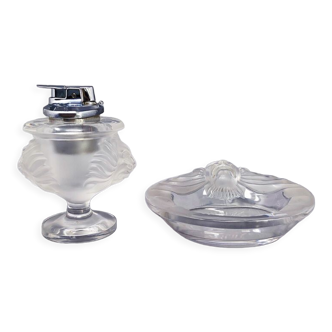 1970s Smoking Set  by Lalique. Signed on The Bottom. Made in France