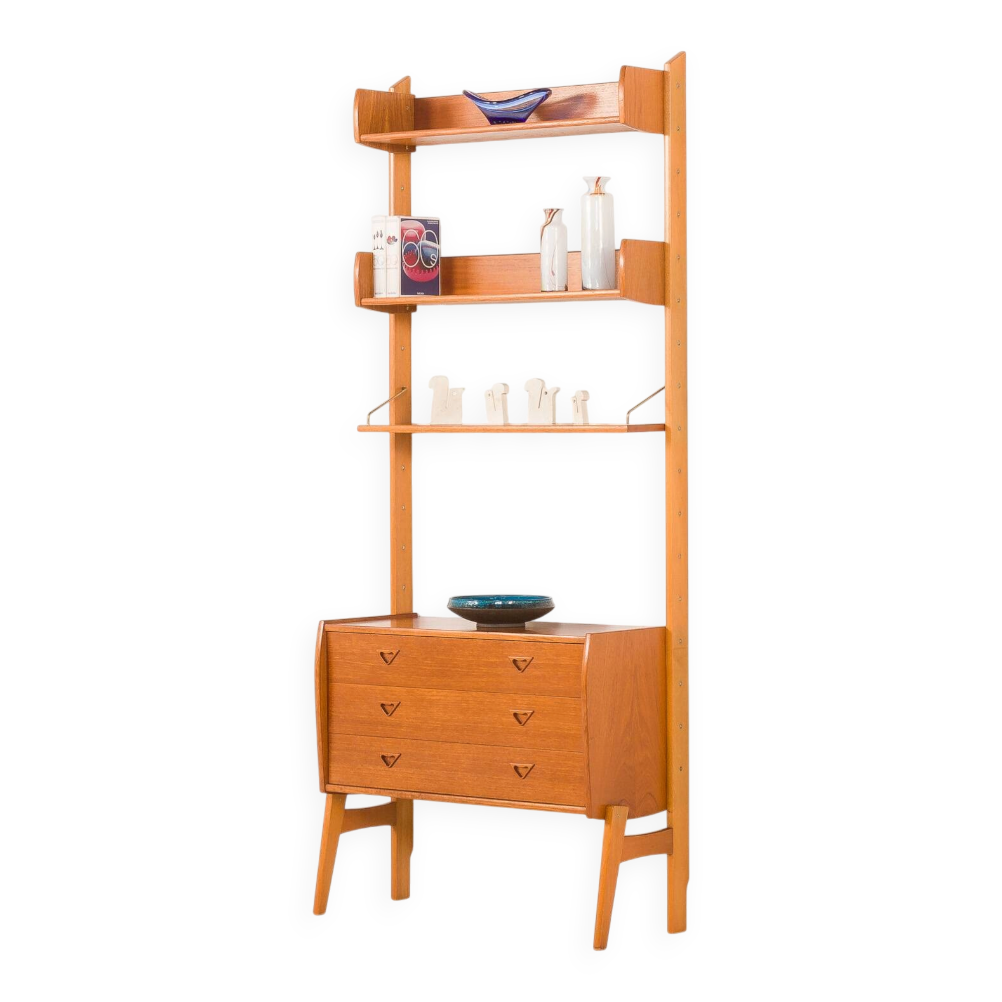Scandinavian mid century teak free standing wall unit, 1960s