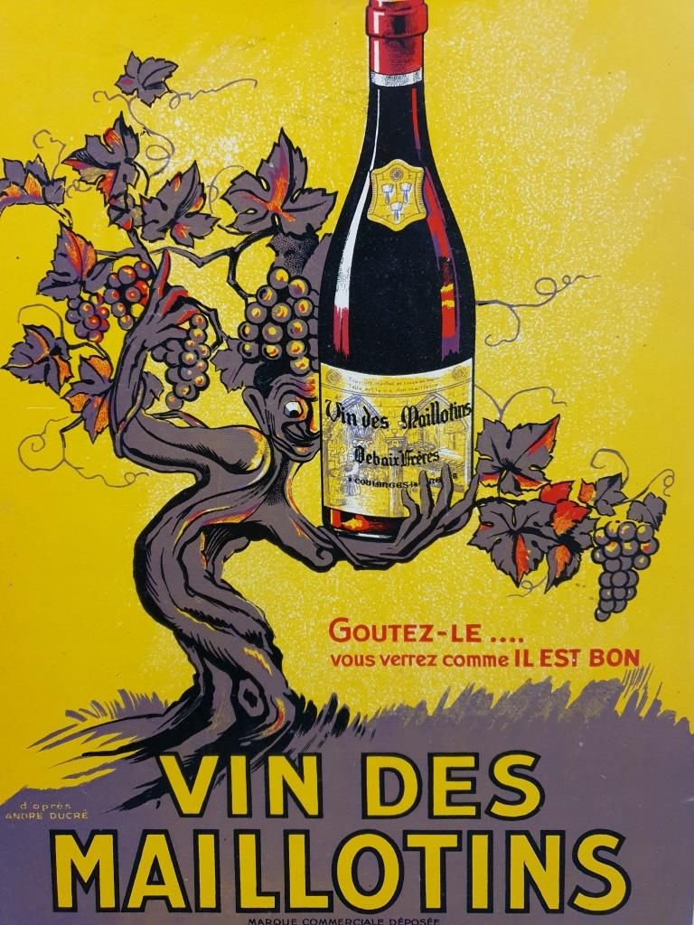 Old advertising of Bistrot - Advertising poster Vin des Maillotins