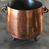 Cauldron with tinned copper pot handle and support 3 feet - 25.5 cm
