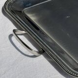 Classic silver tray with pearl stripe frieze