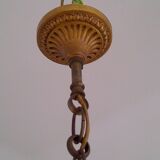 French antique bronze glass & crystal 5 light cage chandelier 4032