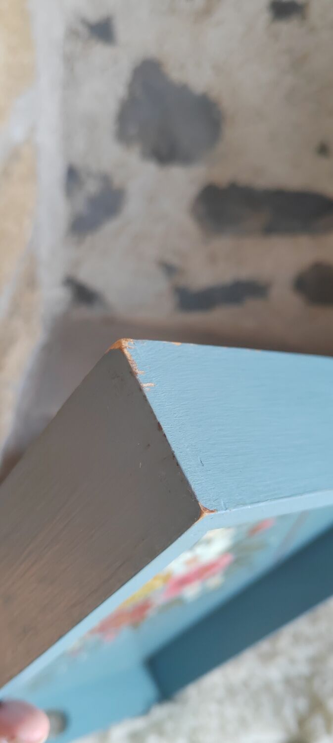 Hand-painted blue wooden tray