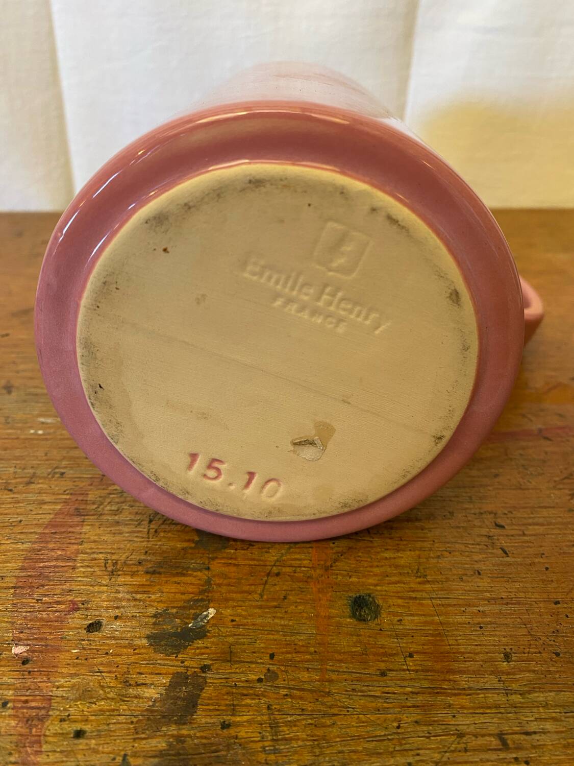 Antique emile henry pitcher vintage pink ceramik